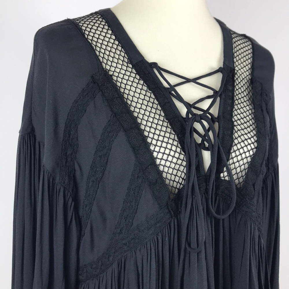 Free People Grey Peasant Top - Picture 2 of 8